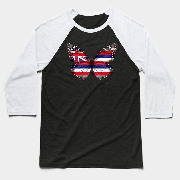 Hawaii Flag Butterfly - Gift for Hawaiian From Hawaii HI Baseball T-Shirt by Country Flags